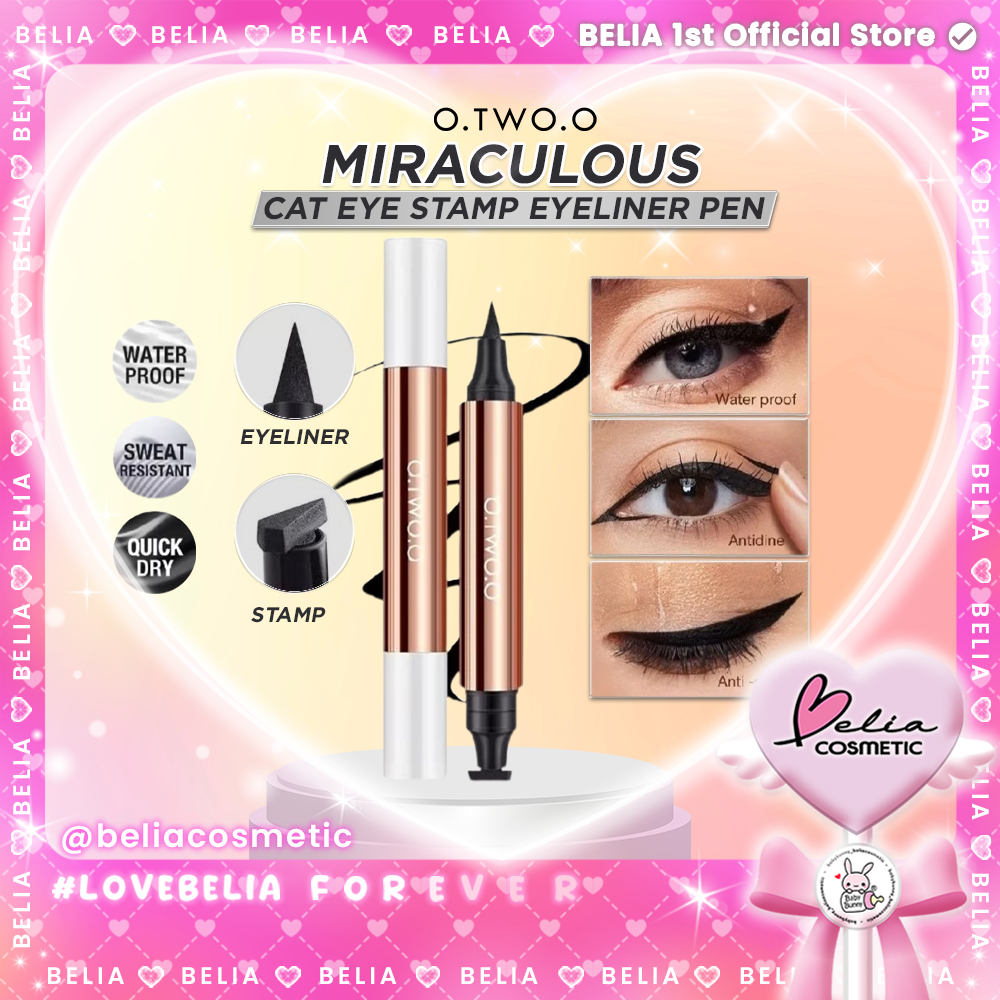 ❤ BELIA ❤ O.TWO.O Miraculous Cat Eye Stamp Eyeliner Pen Black Double Head Waterproof Eyeliner Pencil