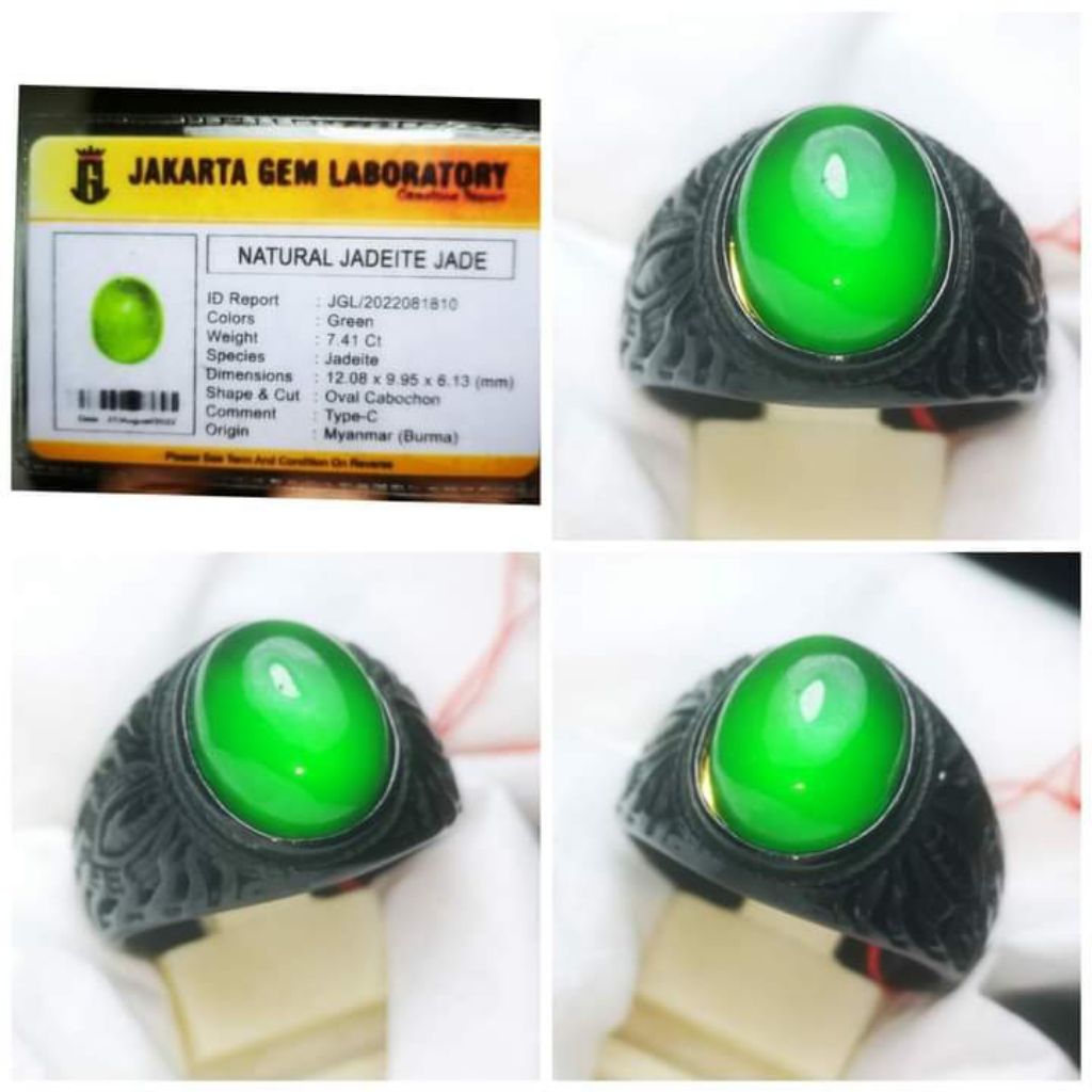 Cincin Natural Jadeite Jade Giok Burma Kristal