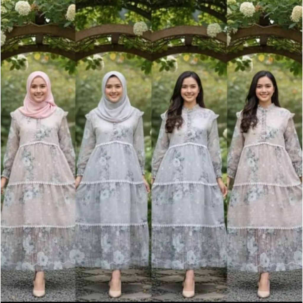 New Gamis Amanda Nafisya motif bunga katbol premium//Gamis lebaran 2026 terlaris//Gamis kondangan wa
