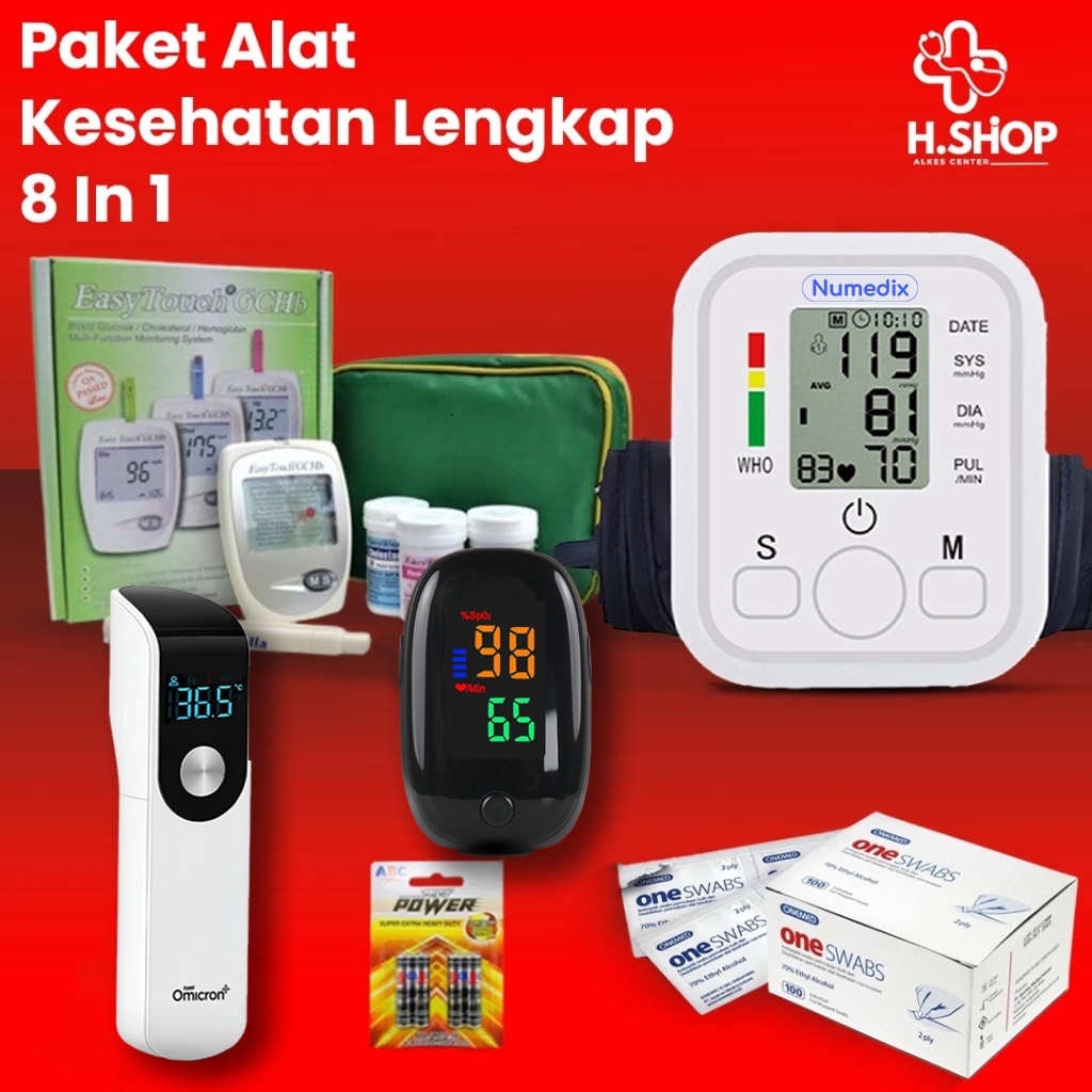 Paket Kesehatan Lengkap Alat Kesehatan 5 in 1 / GCHB Easy Touch 3 in 1 / Oxymeter / Termometer / Ala