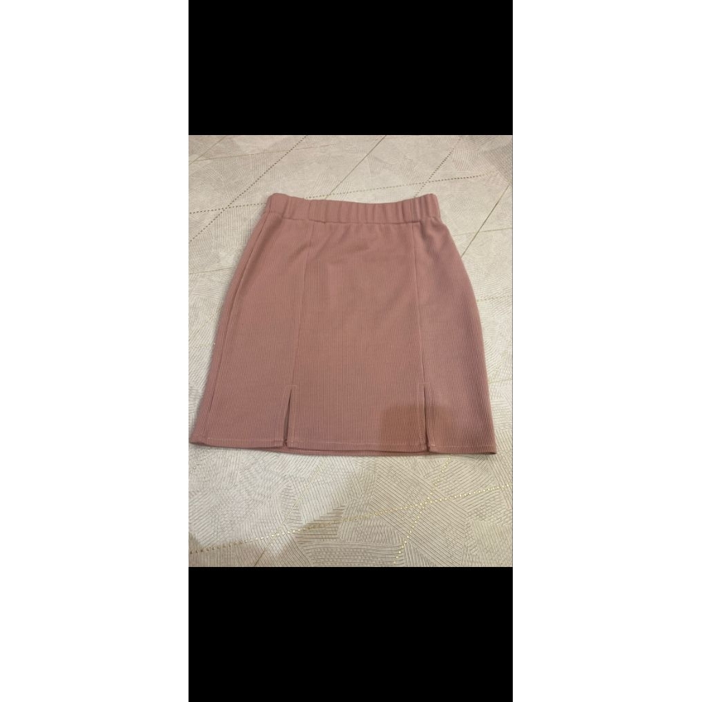 Rok pink pendek rajut stretch PL