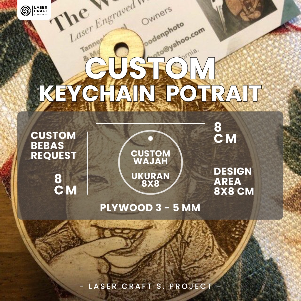 Custom Gantungan Kunci Foto Gravir Kayu – Hadiah Unik & Personal Laser Craft.