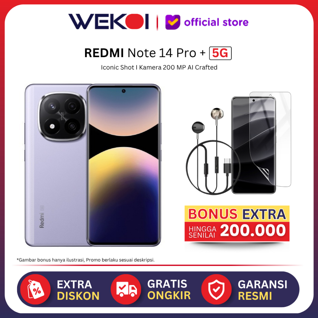 Xiaomi Redmi Note 14 Pro Plus Pro+ 5G Iconic Shot I Kamera 200 MP AI Crafted - 12/512GB