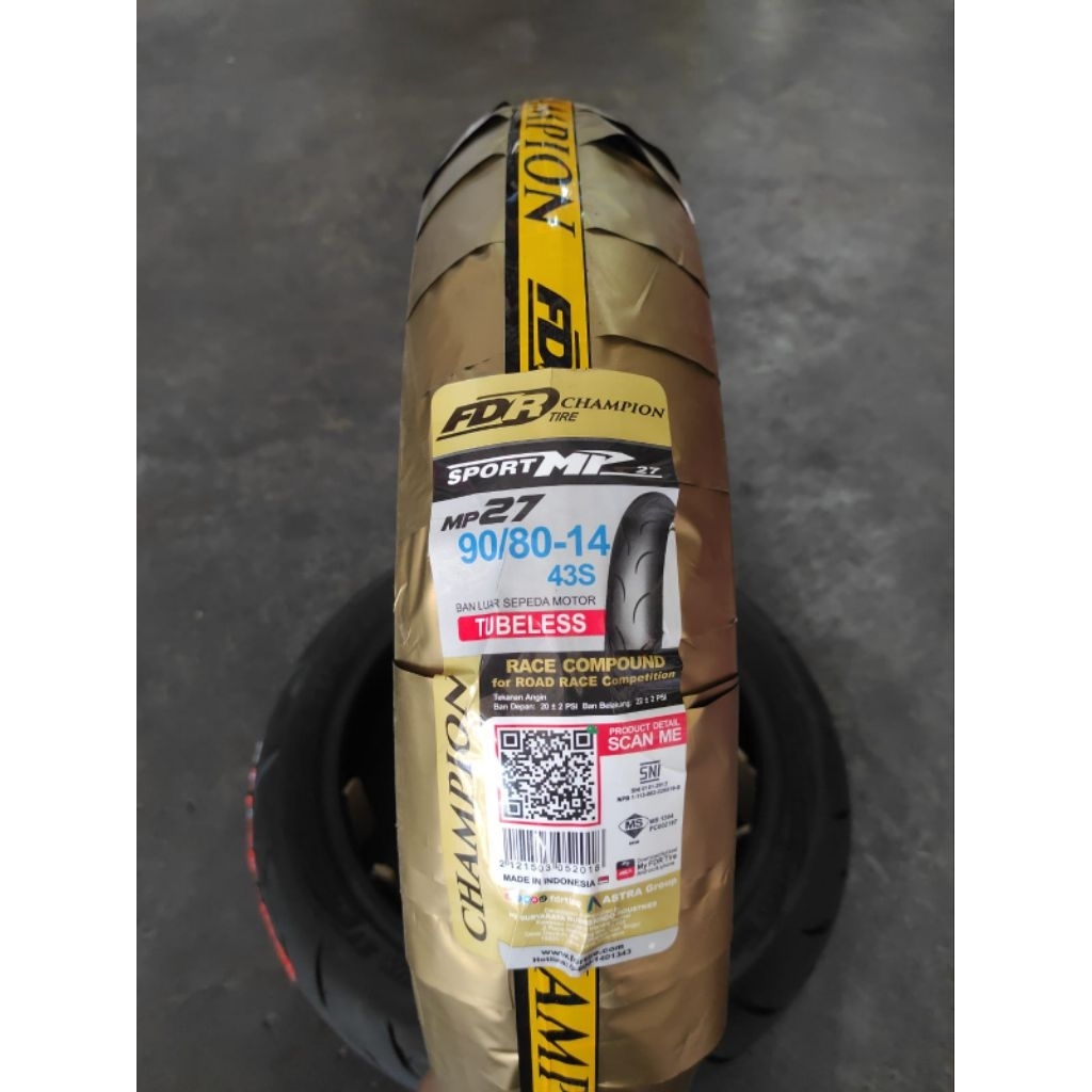 BAN DONAT RACING FDR MP27 90/80-14 TUBELESS BEAT SCOOPY VARIO MIO