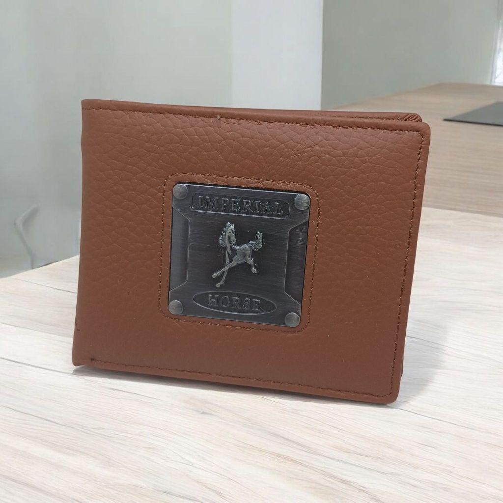 Dompet pria lipat asli kulit sapi imperial horse logo besi