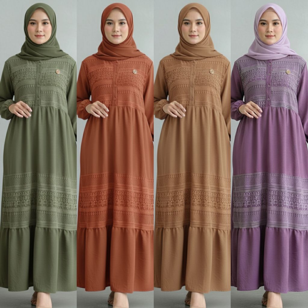 Gamis Cantik Perempuan Pakaian Muslim Perempuan Syari Modis Remaja Elegan Model Korea Viral Gamis Ce