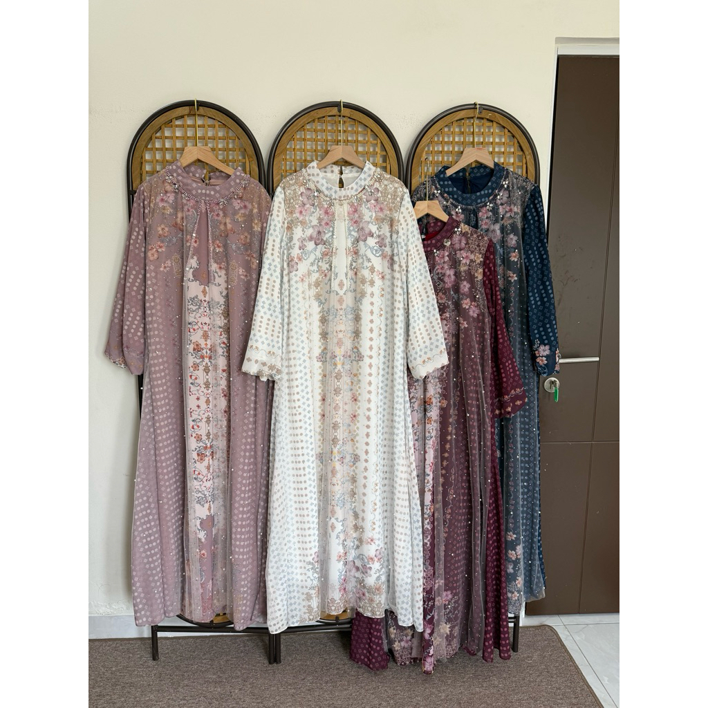 Fatunhijabs - Javina Maxi Dress Bahan Ceruty Gamis Muslim Wanita