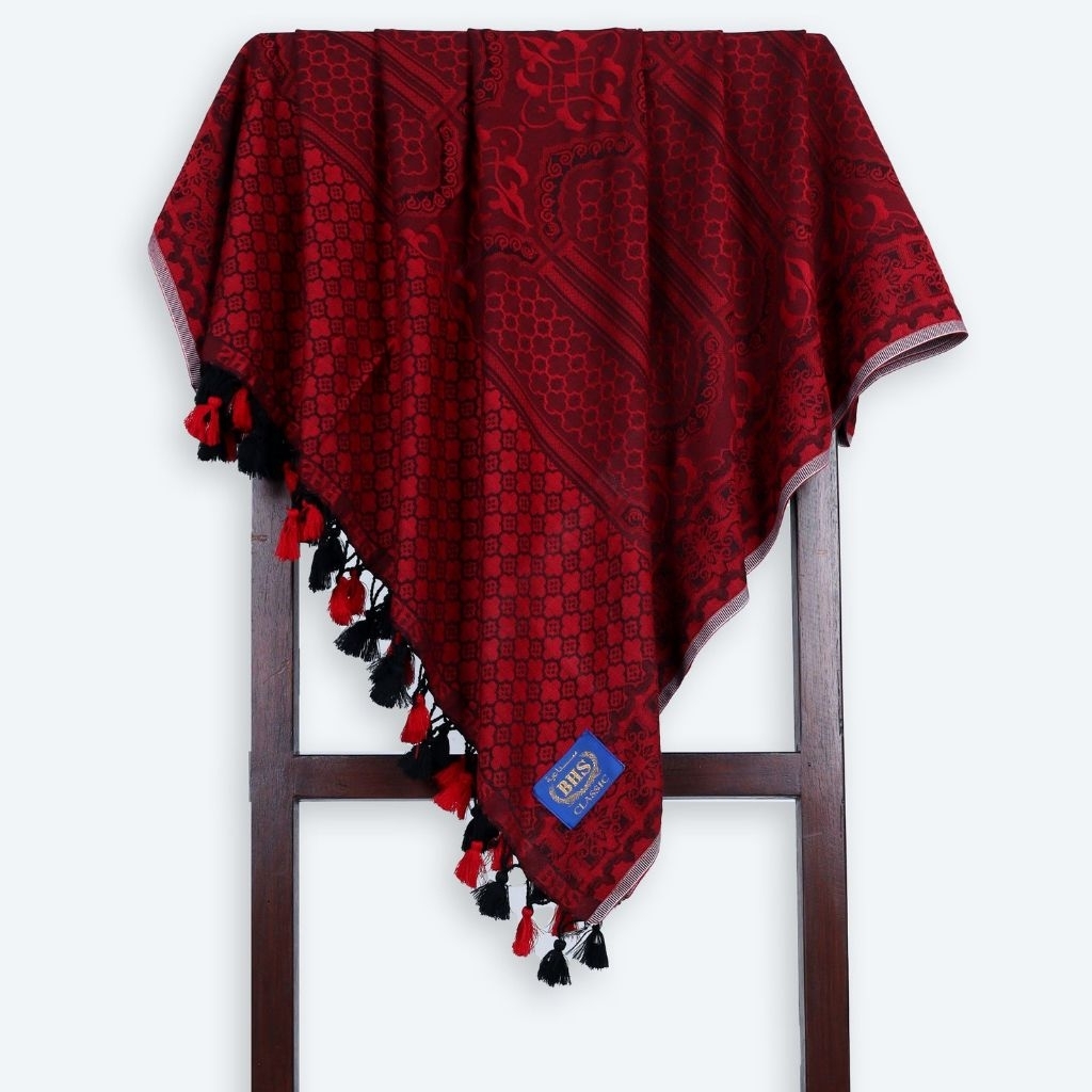 Surban Subaiyah BHS Classic Motif Jacquard Merah Hati
