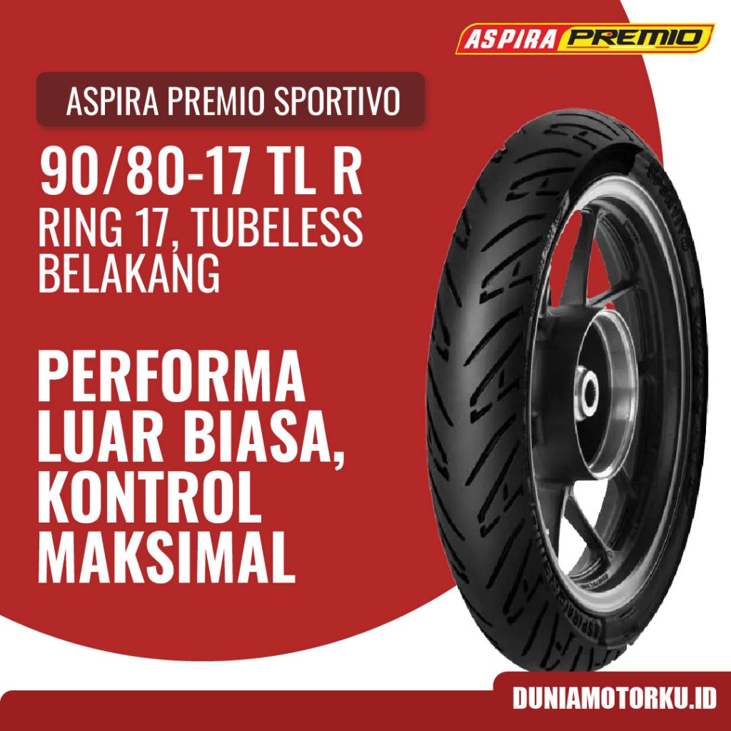 Ban Aspira 90/80-17 TL Premio Sportivo Tubeless Ban Motor Belakang