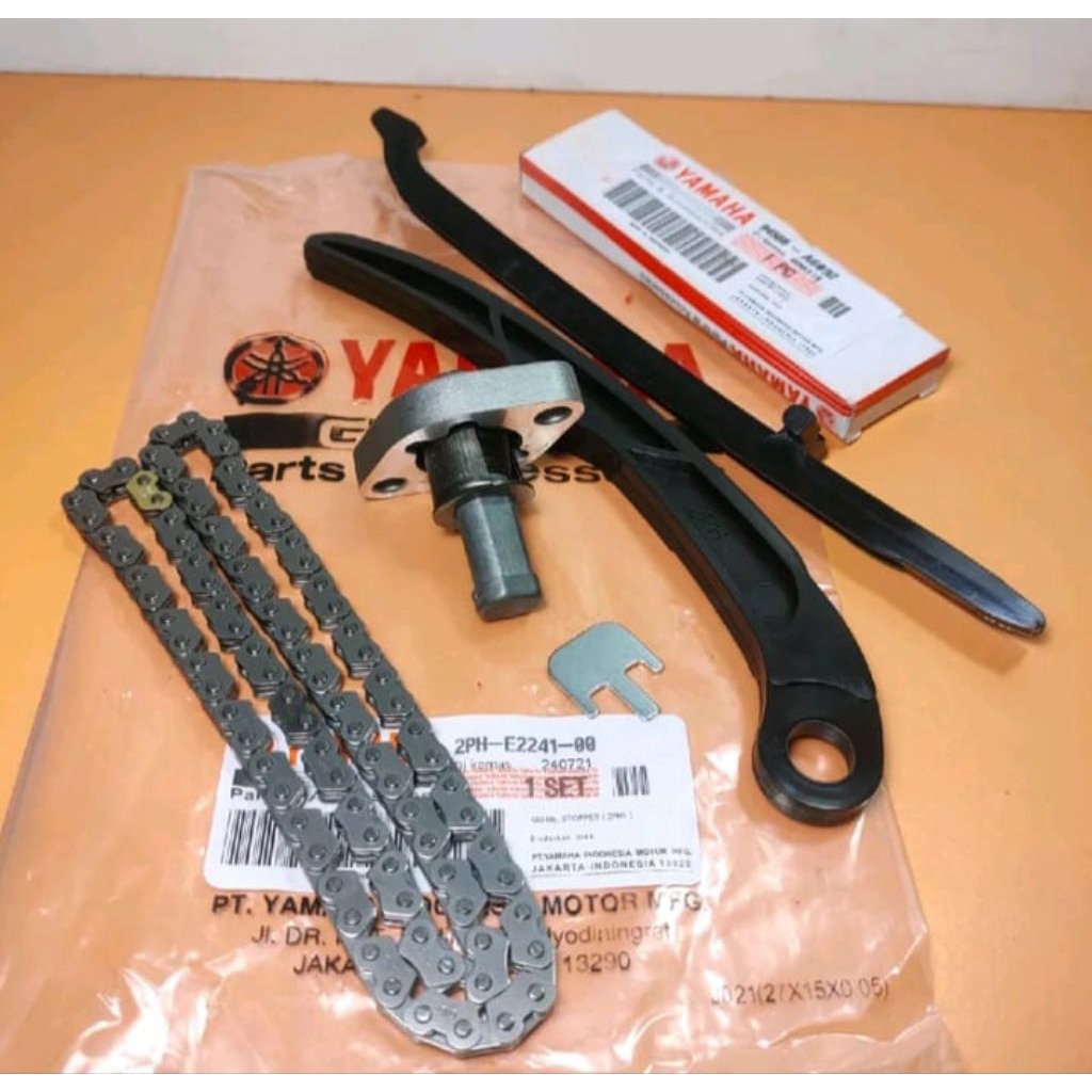 Paket rantai keteng+lidah
tensioner+tonjokan keteng Mio M3 Mio s Mio GT 125 Fino 125 X-Ride 125