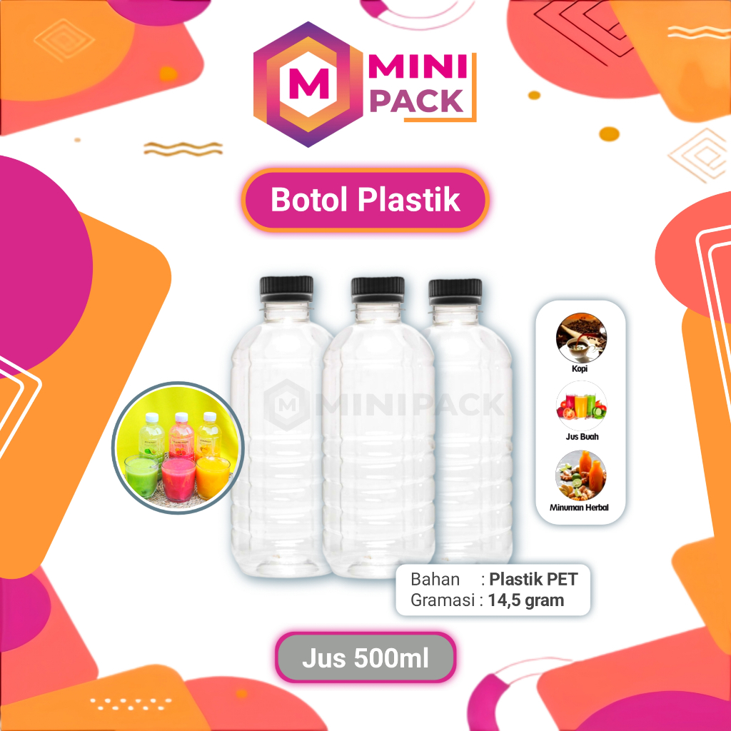 Botol Jus Plastik Transparan Puding Jus Susu Segar Kedelai Jamu Sirup 500ml 500 ml Kopi Coklat Taro 