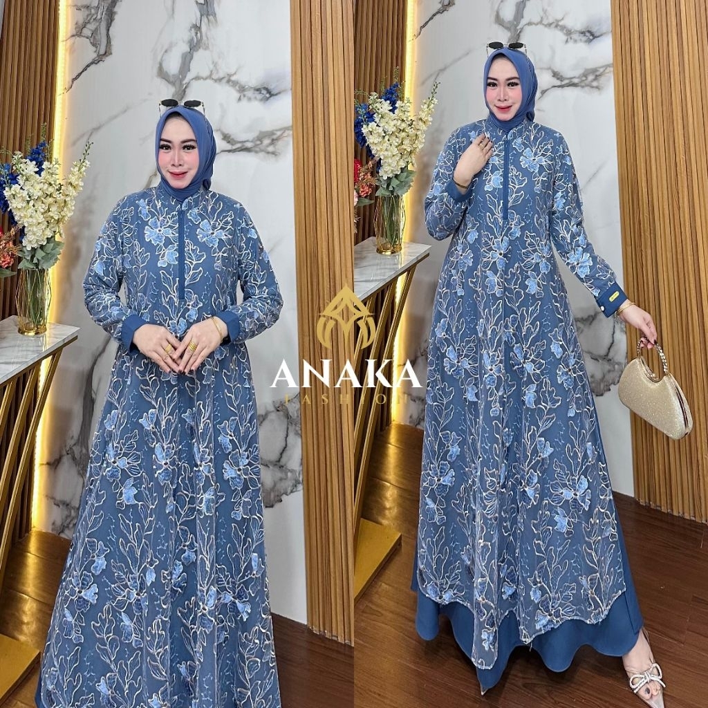 Gamis Tile Premium | Gamis Pesta Muslim Elegan | Long Dress Tile Mewah Lengan Panjang