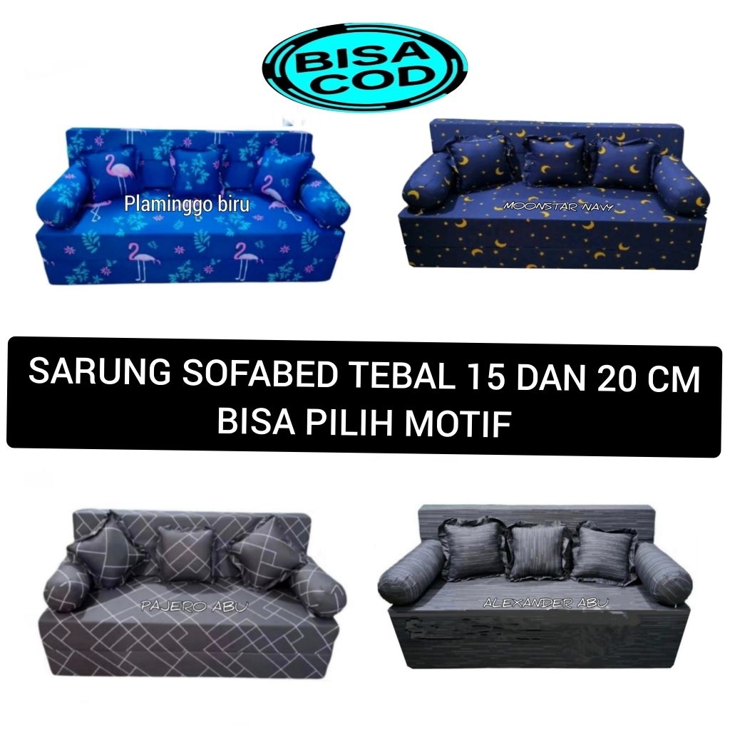 Sarung Sofabed Inoac dan Royal Tebal 15-20cm - Cover Busa Sofa bed Resleting Lipat 4 Ukuran 120x200 