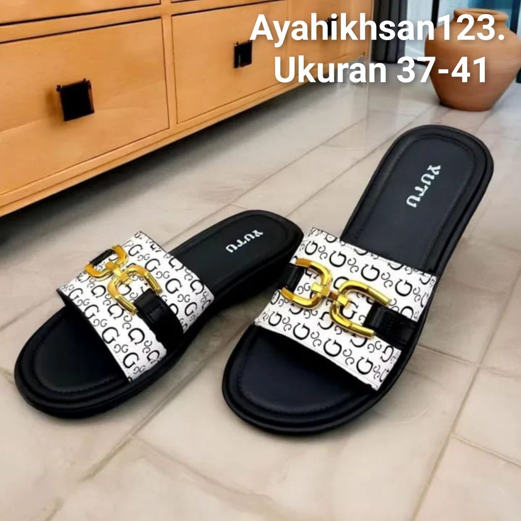 YUTU 2422 sandal slop wanita/perempuan bahan karet ukuran 37-41