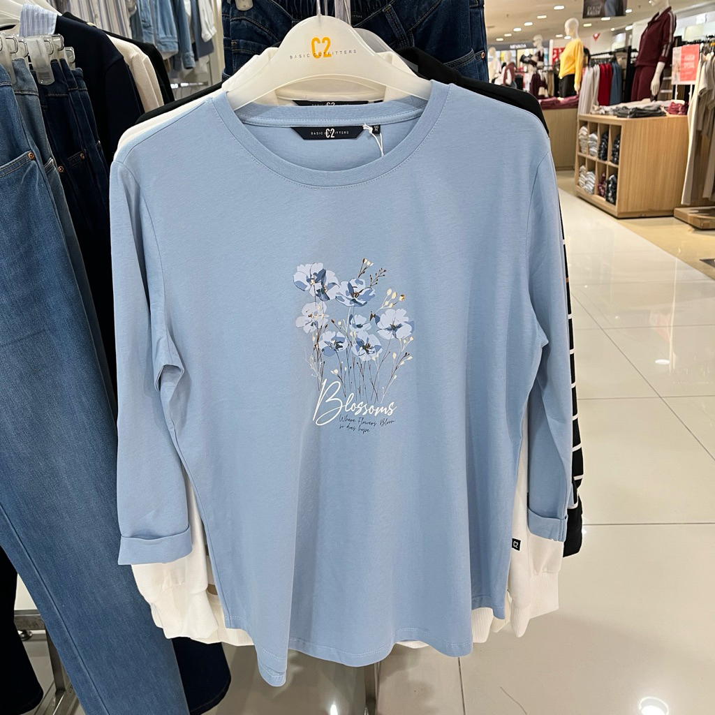 kaos wanita lengan 7/8 C2 original
