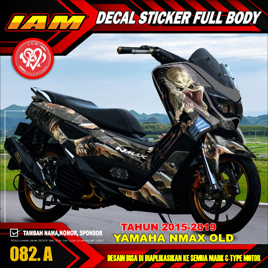DECAL STICKER YAMAHA NMAX OLD LAMA 2016 2017 2018 2019 FULL BODY DESAIN PREDATOR - IAM 082 A
