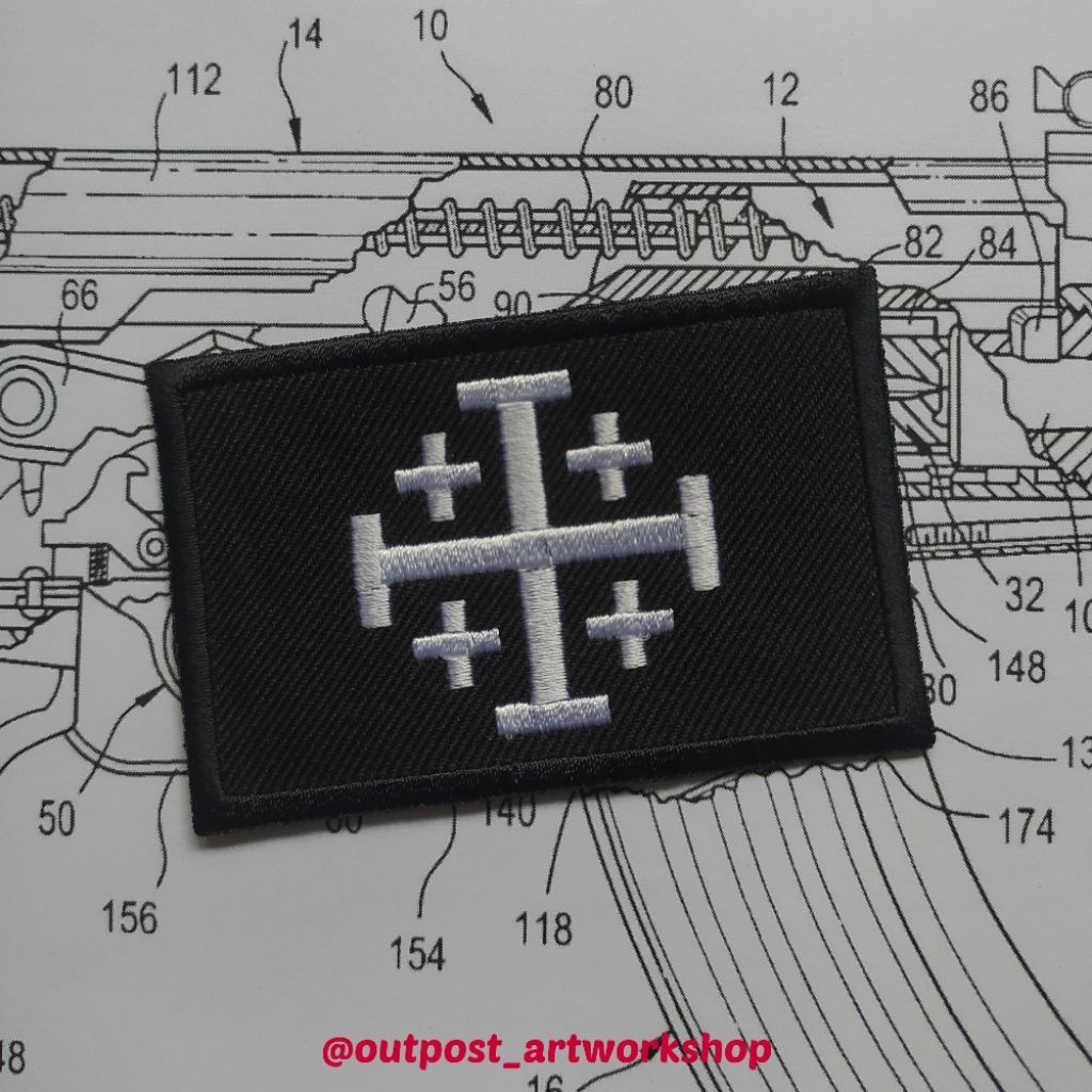Patch Jerusalem Cross Crusader Cross Morale Patch Black