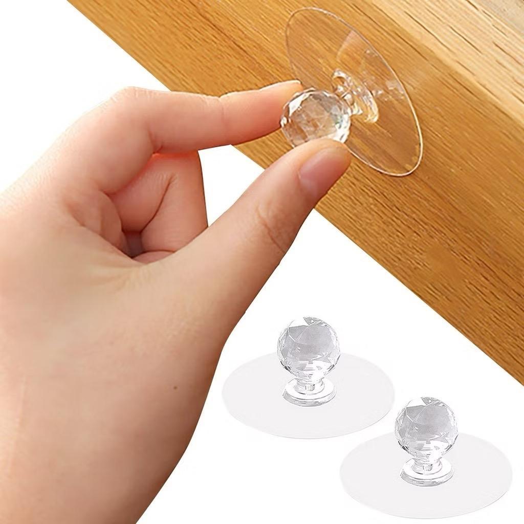 Pegangan lemari transparan menempelkan pegangan laci kabinet berperekat pegangan pintu lemari pegang