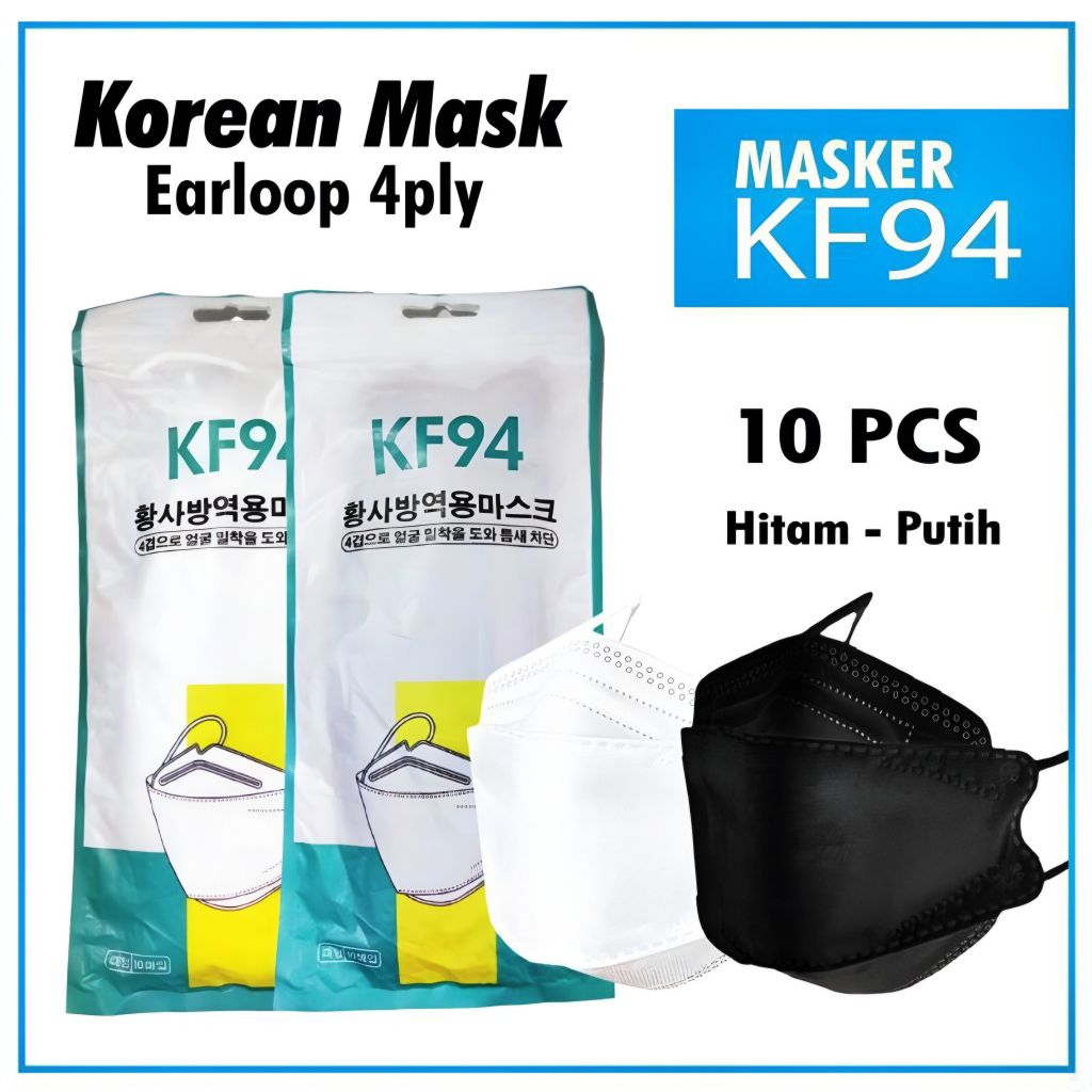 Masker KF94 Grey Srimpink Hitam Putih 10Pcs Bandung
