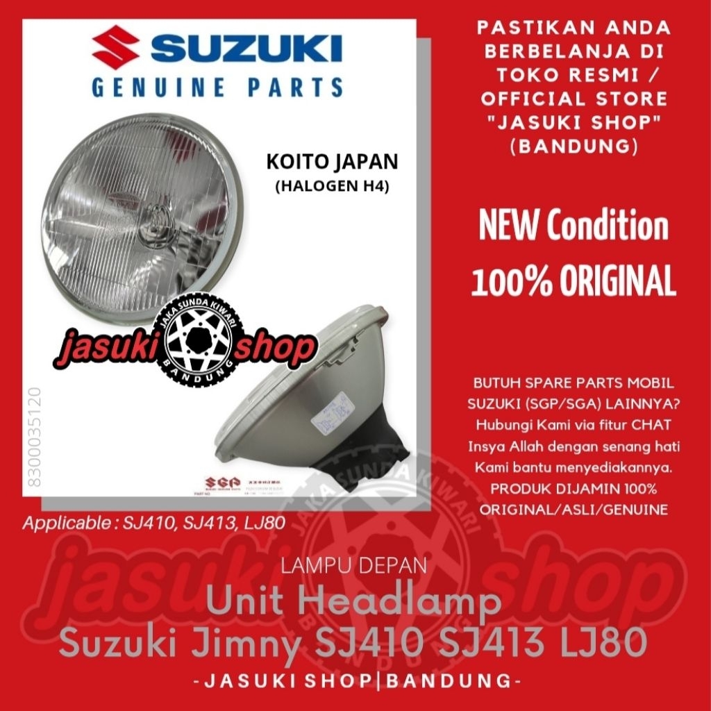 Koito Japan Head Light Lamp Headlamp Lampu Depan Utama Reflektor Suzuki Jimny Katana Sierra Caribian