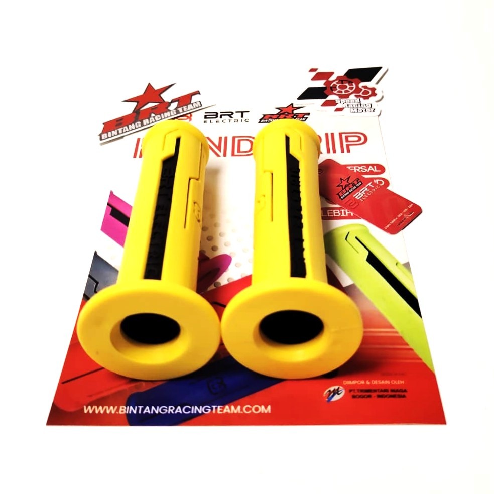 HAND GRIP KARET HANDGRIP BRT HANDFAT SARUNG STANG UNIVERSAL MOTOR MATIC TRAIL HANDLE GRIP YELLOW KUN