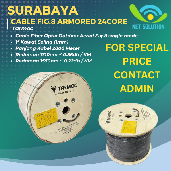 Tarmoc Fiber Optic Cable Fig 8 Armoured 24 Core 2000m | Kabel Fiber Optik Fig8 armored Indoor Outdoo