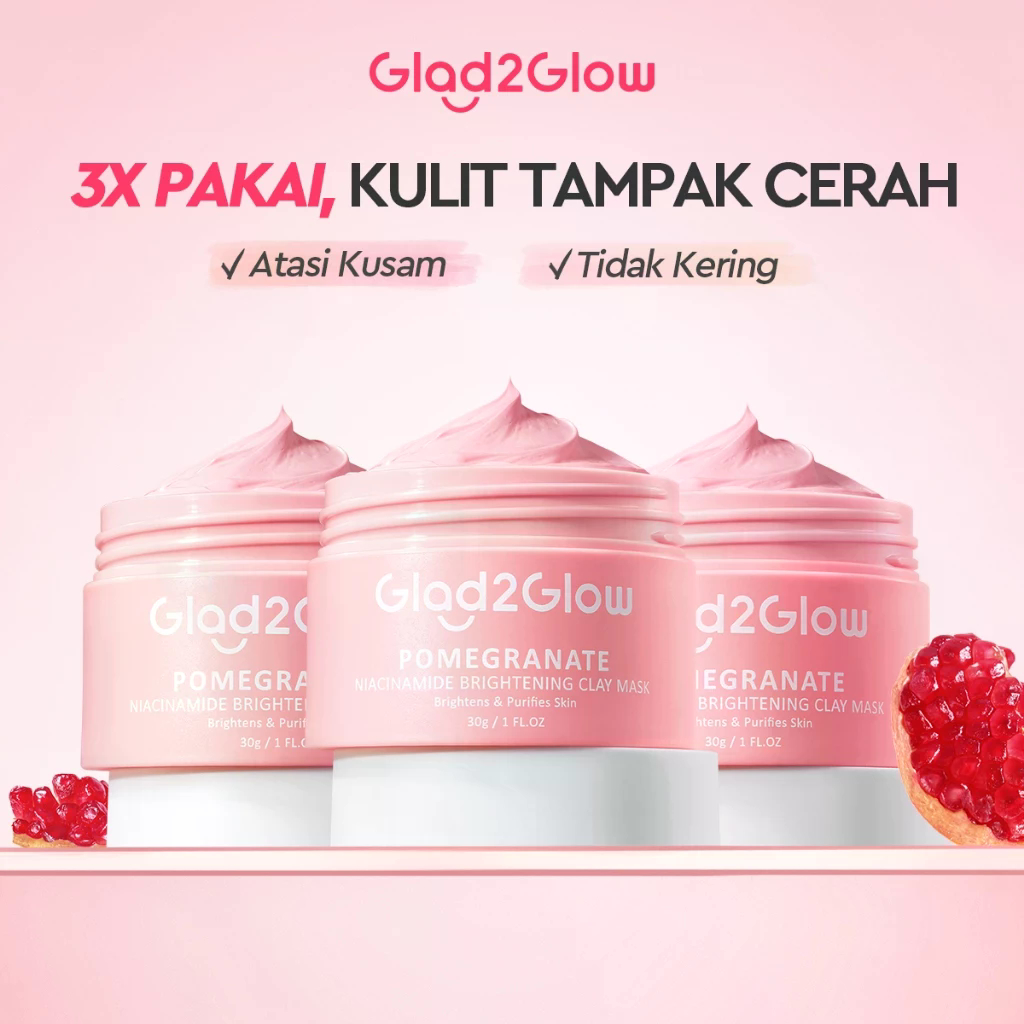 Glad2Glow Pomegranate Niacinamide Brightening Clay Mask