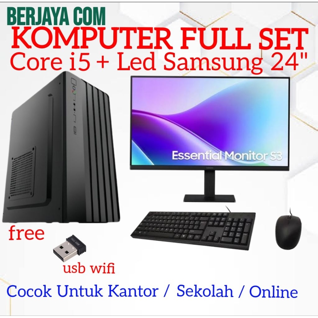 Full set Core i5 - Samsung 24" - 16gb Ram - 500gb ssd - Pc Rakitan - Komputer Kantor - cpu