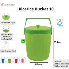 MASPION RICE/ICE BUCKET TERMOS ES TERMOS NASI 10 LITER 3.5KG NASI PINK BIRU HIJAU