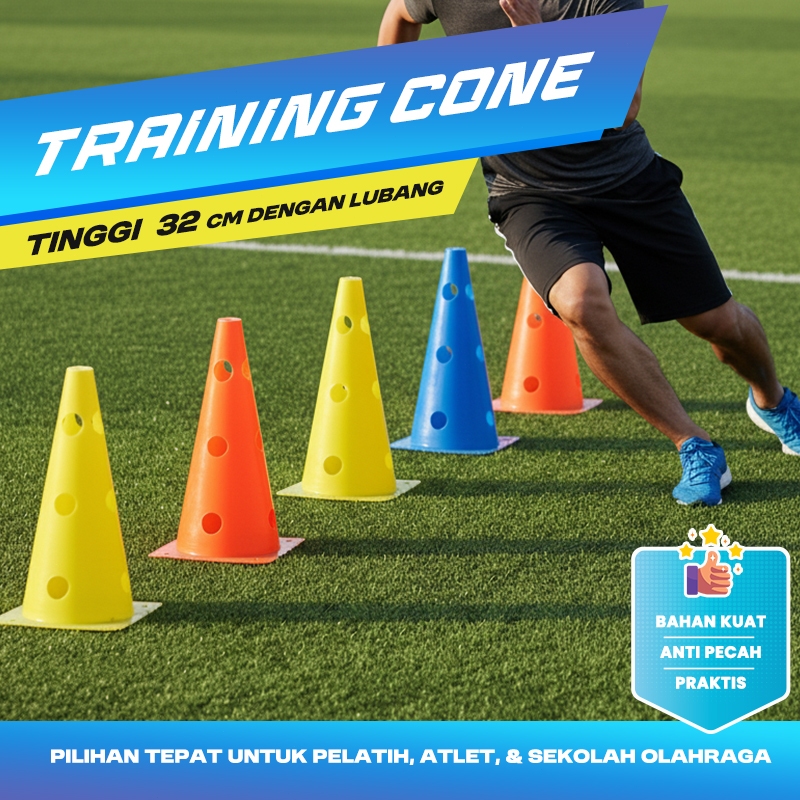 Cone Kerucut Berlubang / Cone Training Hole Marker 32 CM / Kon Training sepak Bola