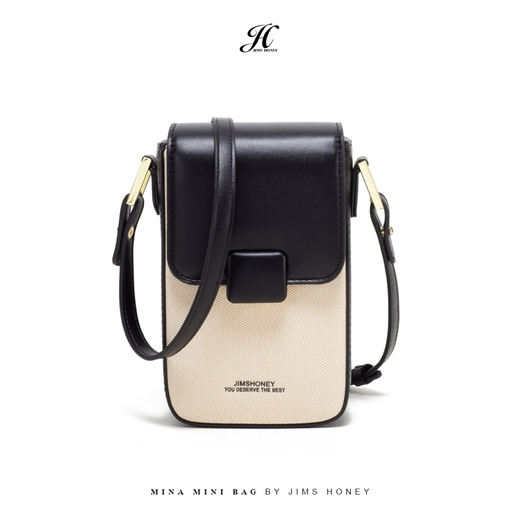 JIMS HONEY - Mina Minibag (Warna Black - White) By Jims Honey - Tas Mini/Bahu/Selempang Merk Jims Ho