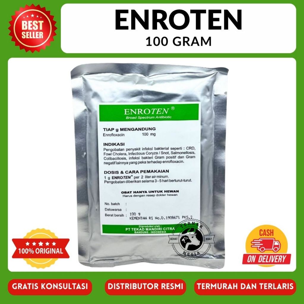 ENROTEN 100 gram - Obat Pernafasan Hewan