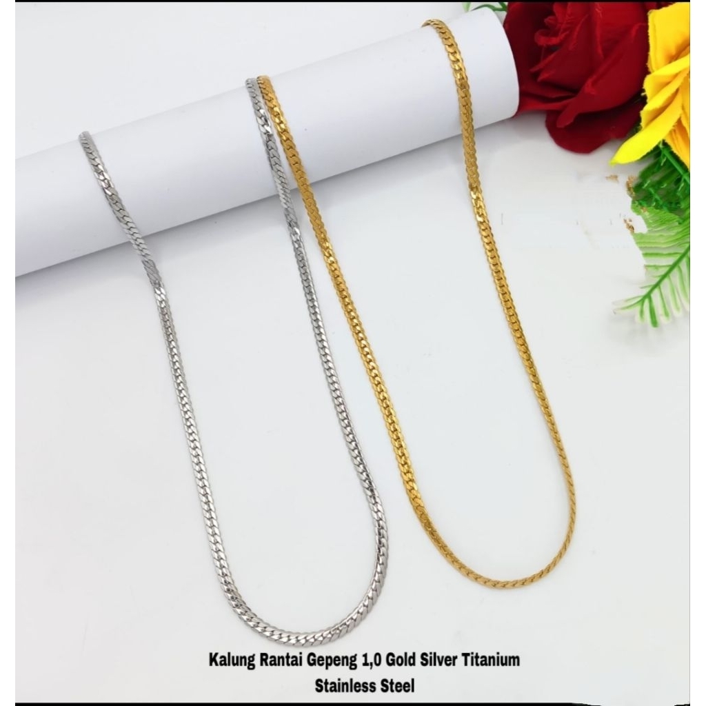 kalung rante titanium silver