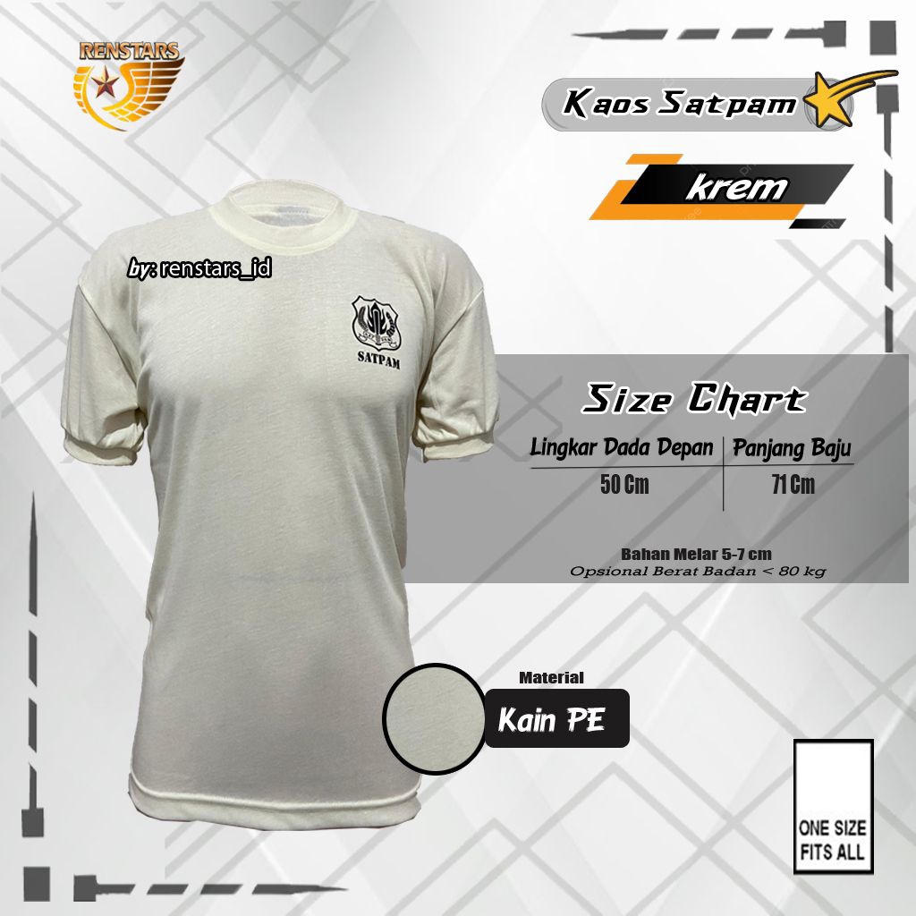 Kaos Satpam Krem | Kaos Daleman Satpam | Kaos Satpam Lengan Pendek