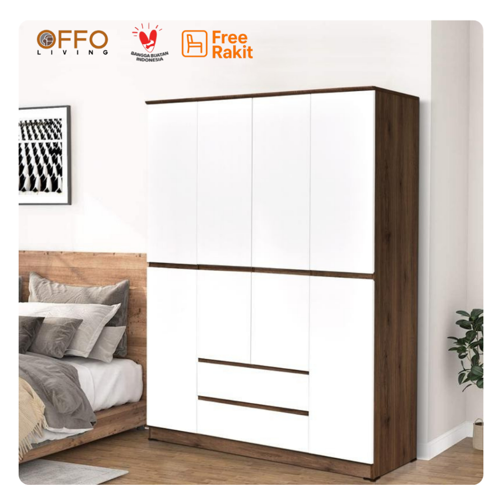 Offo Living - Lemari Pakaian Santorini 4 Pintu - Lemari Pakaian