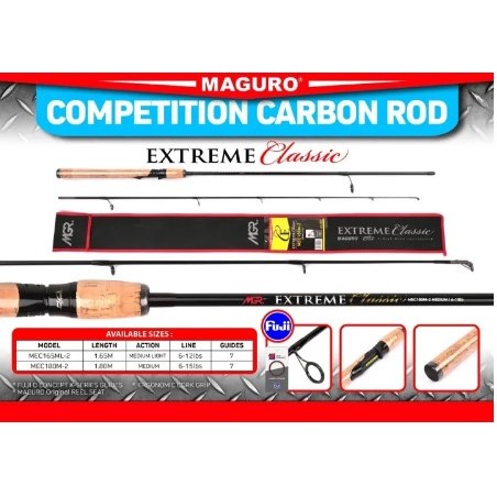 Maguro Joran Maguro Extreme Classic Carbon Rod Medium Light & Medium Fuji Guide Cork Grip 1.65m / 1.