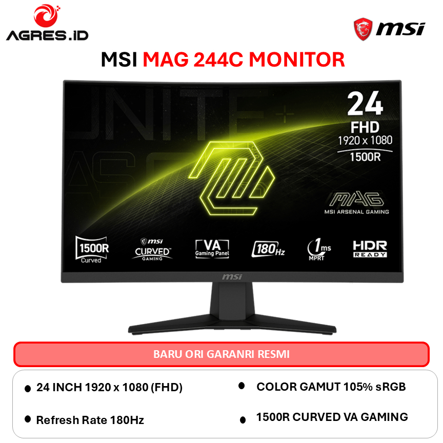 Monitor Gaming MSI MAG 244C LED 24 Curved 1500R