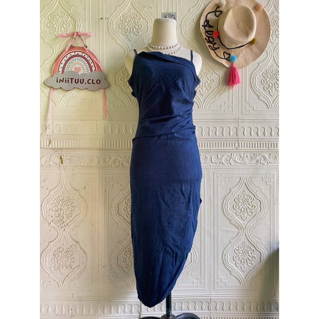 Korean denim jeans dress overall bodyline pressbody