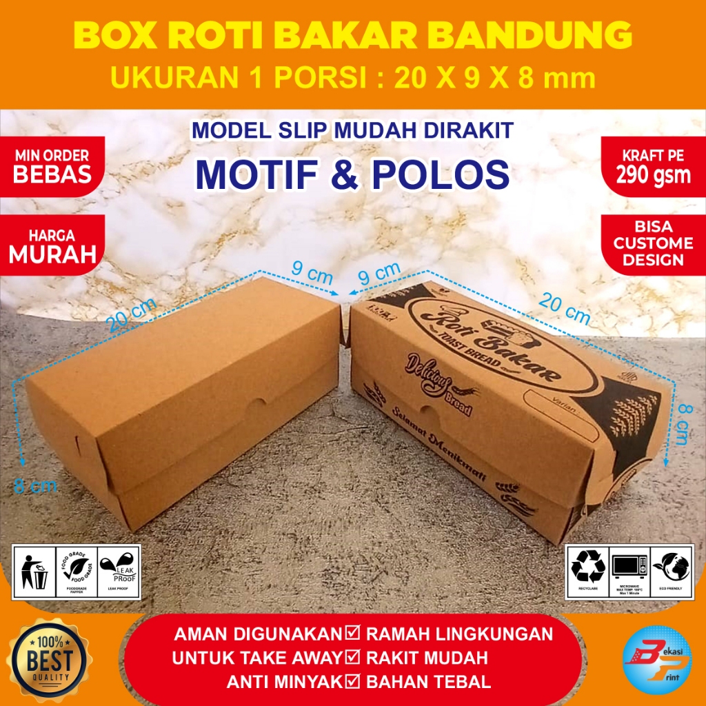 Dus Roti Bakar Bandung 1 Porsi / Box Roti Bakar / Kemasan Roti Bakar