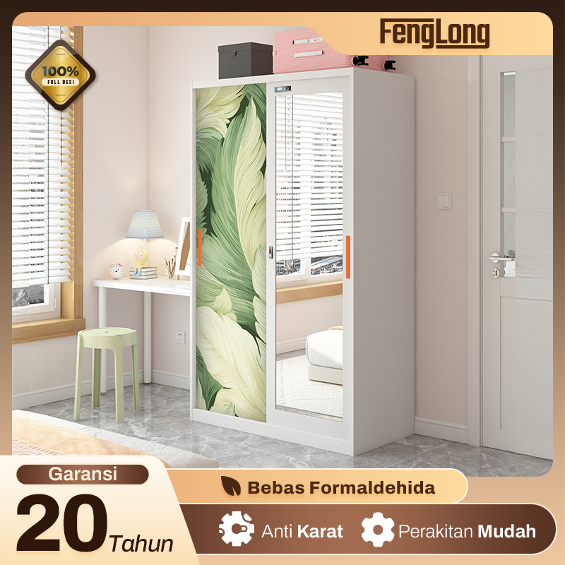 Lemari Sliding 2 Pintu - Lemari Baju Sleding - Lemari Pakaian Besi - Lemari Sliding 2 Pintu Geser