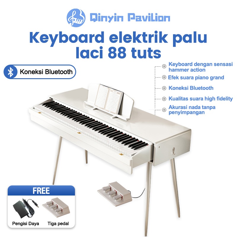 Piano digital dengan meja laci, Keyboard elektrik 88 tuts tipe laci kayu solid rumah/keyboard elektr