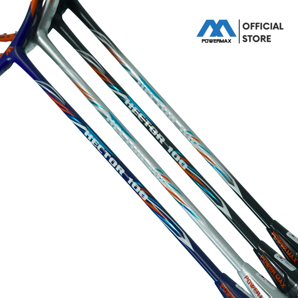 CUCI GUDANG POWERMAX Raket Badminton Hector 100 Full Carbon Frame Bulutangkis Ringan 5U 36 Lbs Flex