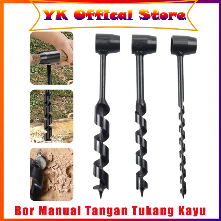 1* Bor Manual Tangan 26cm Mata Bor 10/19/25mm Auger Mata Bor Auger Bor Manual Kayu Untuk Kerajinan K