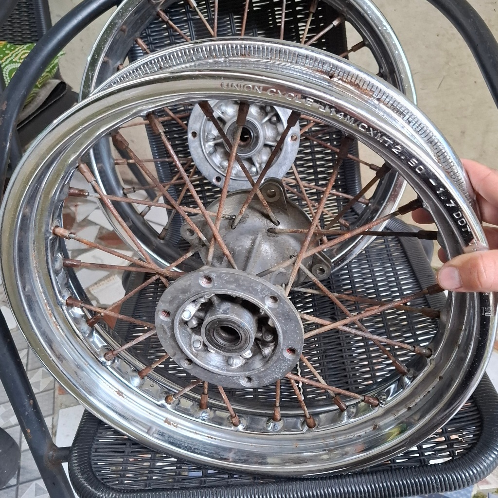 Velg set tromol KLX ring 14.250 14.215 mini trail original copotan