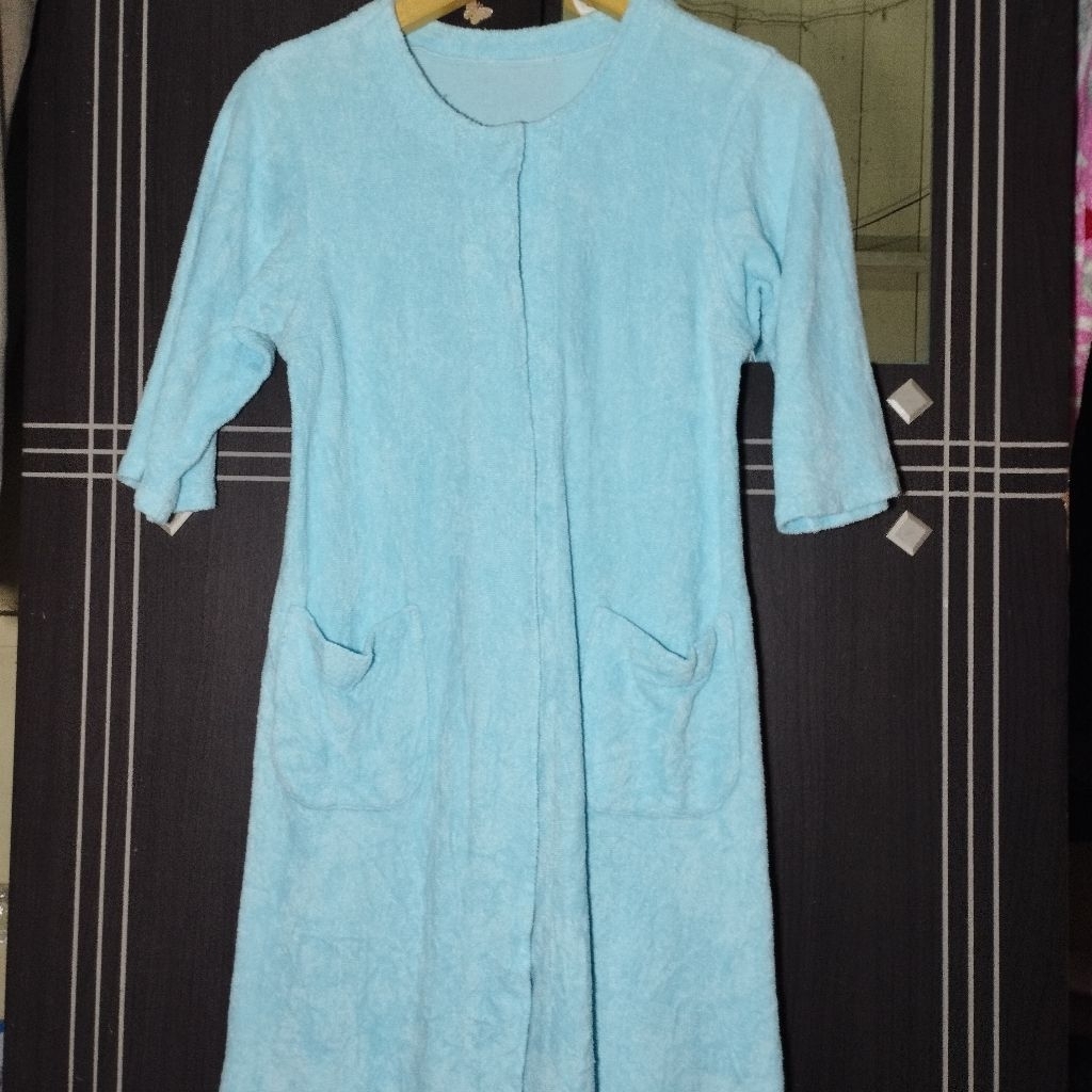DRESS HANDUK BIRU LANGIT KANCING KLIK