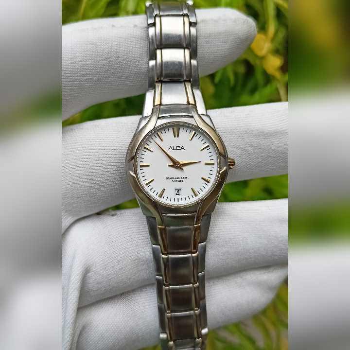 ALBA VX89-X049 Silver Gold Vintage Original Second | Jam Tangan Wanita Preloved
