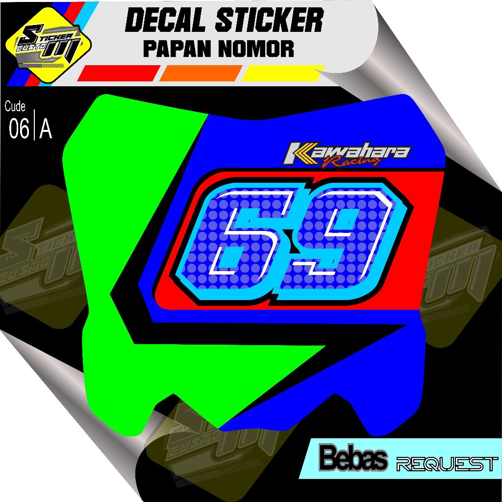 STICKER DECAL PAPAN NOMOR CRF.KLX.SUPERMOTO DLL SP 06