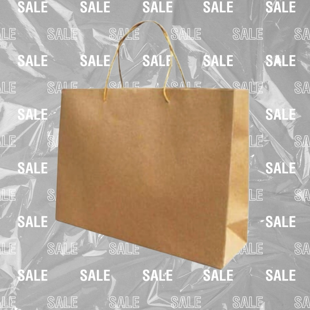 PAPERBAG KRAFT COKLAT POLOS 30X7X23 / PAPERBAG POLOS / PAPERBAG KRAFT POLOS / PAPERBAG COKLAT POLOS 