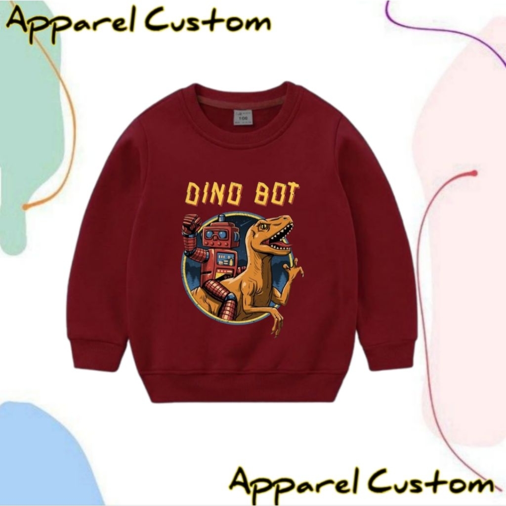 Sweater anak motif dino bot