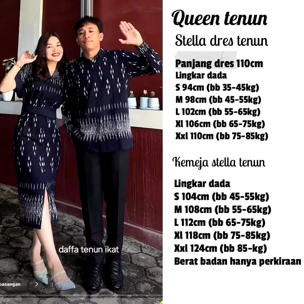 READY SET COUPLE DRESS OUTFIT TENUN STELLA BAJU KEMEJA TENUN HARI RAYA